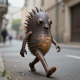 art of a Hallucigenia walking down the street, 4k, detailed, antropomorfic