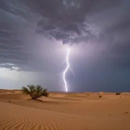 thunderstorm over a desert