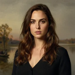 portrait of Gal Gadot, in the style of the Hudson River School