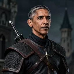 5 5 mm portrait photo of barack obama as a witcher in kaer morhen. dark atmosphere. art by greg rutkowski. highly detailed 8 k. intricate. lifelike. soft light. nikon d 8 5 0.