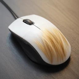 long shot of pc mouse with blond hair