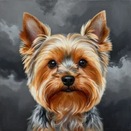 professional painting of a Yorkshire Terrier in the style of Dino Valls, head and shoulders portrait, symmetrical facial features, smooth, sharp focus, illustration, intricate, stormy weather, extremely detailed masterpiece,
