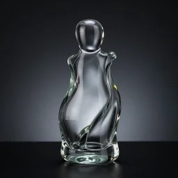 a glass statue made of curves on black