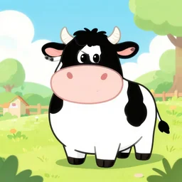 colouring page of a happy cow on a sunny farm, pixiv fanbox, dramatic lighting, maximalist pastel color palette, pixar and disney concept, clarabelle cow, clean cel shaded vector art, on artstation