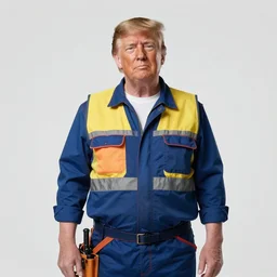 donald trump as construction worker, realistic portrait photograph