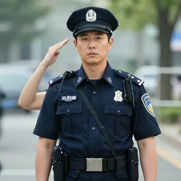 police officer in the style of kim yung gi