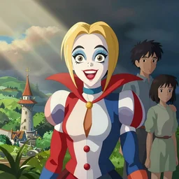 margot robbie as harlequin, clean cel shaded vector art. shutterstock. behance hd by lois van baarle, artgerm, helen huang, by makoto shinkai and ilya kuvshinov, rossdraws, illustration
