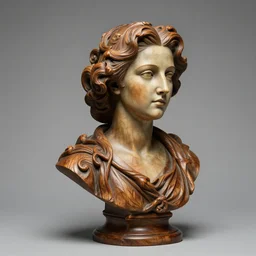 high intricate bust of an hedy lamarr 1 9 4 0 carved from wood in baroque style, studio light, maria panfilova, andrea savchenko, mike kime, ludovic plouffe, qi sheng luo, oliver cook, trending on artstation