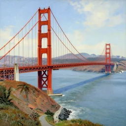 Golden Gate Bridge, San Francisco, illustrated by Claude Monet, very detailed
