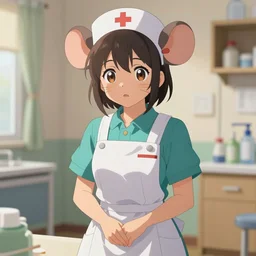 the selfless female anthropomorphic mouse midwife. her wardrobe is complicated in the style of slice of life anime in the style of jean giraud trending on artstation deviantart pinterest photorealistic hd 8 k highlights and shadow detailed high resolution