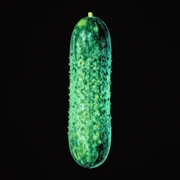 “a cucumber in space, glow in the dark by Andy Warhol”