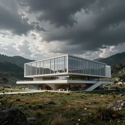 modern architecture architecture in a modern valley, dramatic sky, digital art, 4k, 8k, trending on ArtStation