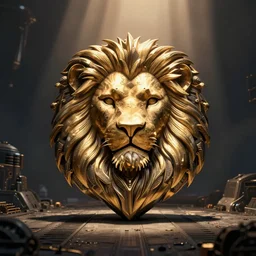 lion icon, dieselpunk, symmetric