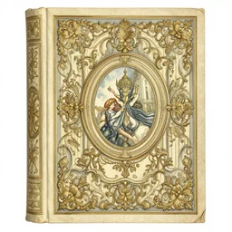 realistic illustration of an ornate victorian book cover, full frame, art by walter crane and kay nielsen, watercolor art