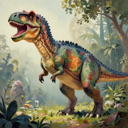 dinosaurfolk, painting for Monster Manual, sharp detail, colorful