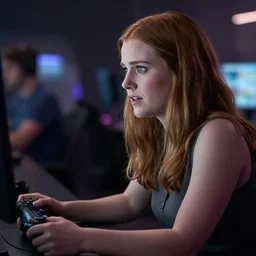 a still of Amy Adams playing videogames, in the movie Arrival, highly detailed and intricate, bokeh, sharp image, cinematic lighting, 8k HDR