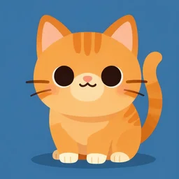 character design, digital art, flat highly detailed orange cat