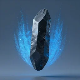 floating shiny black monolith, floating in a blue particles void, 4k detailed