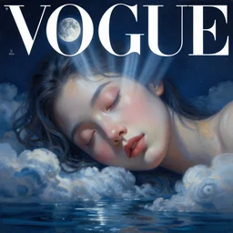 sci - fi, close - up, 3 d, moon rays, night, sleepy fashion model face, clouds, cinematic, sun rays, vogue cover style, poster art, blue mood, realistic painting, intricate oil painting, high detail illustration, figurative art, multiple exposure, water, 3 d, by tooth wu and wlop and beeple and greg rutkowski