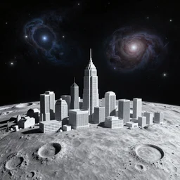A city built on the Moon Astronomy cosmic color scheme looking into the universe