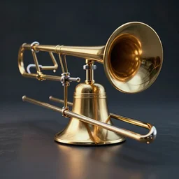 trombone-train-bell waits for no-one, bell tubes, cinematic lighting vray 8k low angle shallow depth of field
