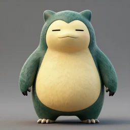 a high detail shot of a snorlax in the wild, render, photorealism