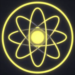 universe, atom, circle, yellow edges