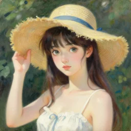 a portrait of am anime girl, summer, painting by gaston bussiere, craig mullins, j. c. leyendecker