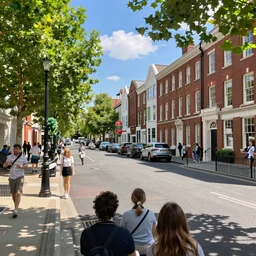 idyllic photo of wimbledon broadway on the summer, beautiful weather, very very detailed, 8 k