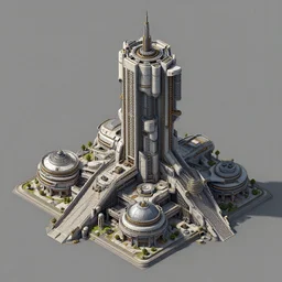 sci-fi building. isometric view, concept art, Unreal Engine, ultra detail, 8K, 3D, Craig Mullins