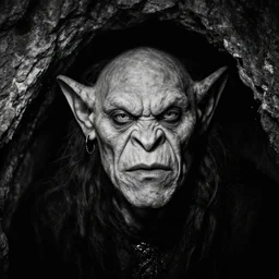 close up portrait of an troll inside a cave kvlt by peder balke by peder balke by greg rutkowski, by guido crepax by norman bluhm mystic high contrast monochromatic noir