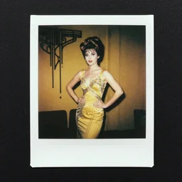 photo, 1960’s polaroid photo, art nouveau, dribble, a pinup model posing for a picture