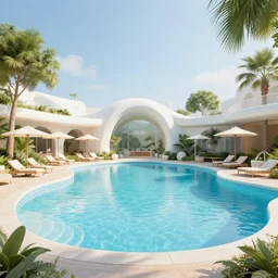 a vaporware poolside epcot dreamscape by ricardo bofill