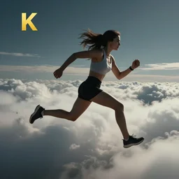 running on clouds, 4k, post-processing, dramatic, intense moment