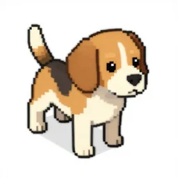 beagle isometric pixel art 4 k highly detailed