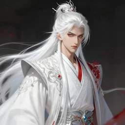Wuxia Blood Cultivator, white hair, gorgeous, amazing, elegant, intricate, highly detailed, digital painting, artstation, concept art, sharp focus, illustration, art by Ross tran and kuvshinov, photography portrait by Paolo Roversi