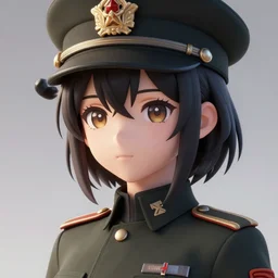 anime girl with a military uniform, dramatic art, trending on artstation, volumetric lighting, cute - fine - face, intricate detail
