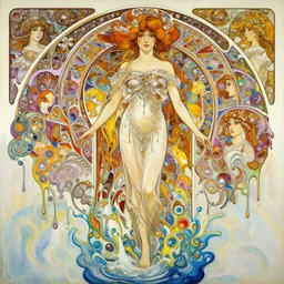 an hiper intricate oil painting of a beautifull woman surounded by hiper detailed inkdrop in water, fluid acrilic art, melting colorfull wax drips, colorfull, excelent composition, wide shot, by yoshitaka amano, by greg rutkowski, by alphonse mucha by jeremyg lipkinng, by rhads, by ross tran, by art