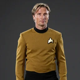 Mads Mikkelsen wearing his starfleet captains uniform