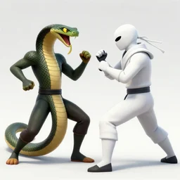 Snake Eyes and white ninja fighting