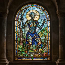 golem made of stained glass, unreal 5, cgi