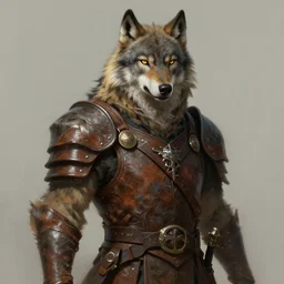 a detailed portrait of a druid wolf dressed with a leather armor, by victo ngai and greg rutkowski, digital art, realistic painting, very detailed, fantasy, dnd, trending on artstation