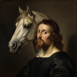 a painting of a man whose head is a horse’s by Agnolo Bronzino