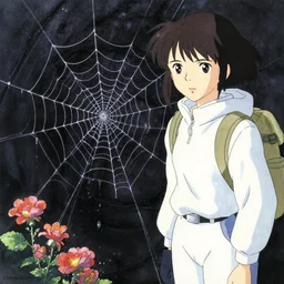 anime movie scene, mamoru oshii, otomo, ultra wide, vanishing point, hoody woman explorer, watercolor, spiderwebs, flowers, dripping, black sewer pipe entrance, waterfall, sun beam, dusty volumetric light, back lit, paper texture, puddles, deserted shinjuku junk, brutalist, golden ratio