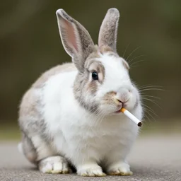 bunny eating cigarettes
