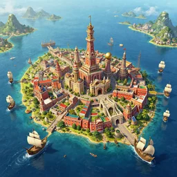 a fire aztec city in a island lake, being attacked and surrounded by 15th century ships, ultra detailed, high quality, artstation award winner, digital painting, 8k, vibrant, ultra detailed water