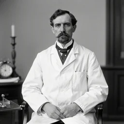 old time photo of a doctor from 1 8 0 0 s, slim and stern looking