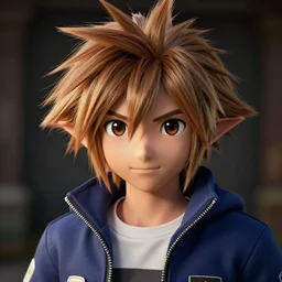 photo realistic image of sora from kingdom hearts, stunning 3 d render inspired art by istvan sandorfi and greg rutkowski, perfect facial symmetry, realistic, highly detailed attributes and atmosphere, dim volumetric cinematic lighting,