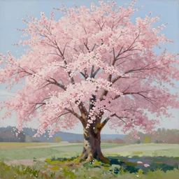 cherry blossom tree. painting by chiharu shiota.
