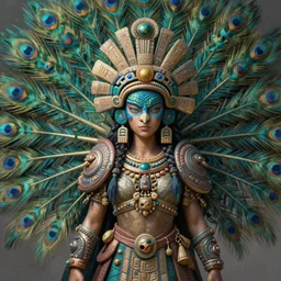 a portrait of a  anthropomorphic an acient aztec peacock warrior goddess, D&D, fantasy, intricate, highly detailed, digital painting, artstation, concept art, smooth, sharp focus, illustration, art by artgerm and greg rutkowski and alphonse mucha
